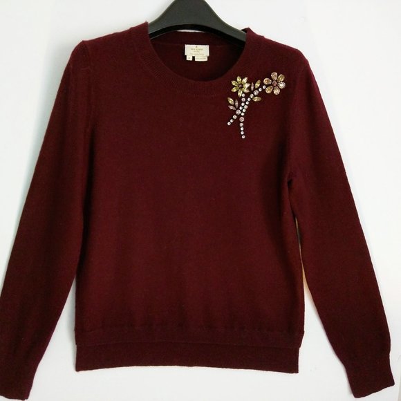 Sweater (NEW) - WOOL in Bejeweled Burgandy!